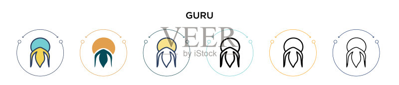 填充细线轮廓描边的古鲁图标图标素材