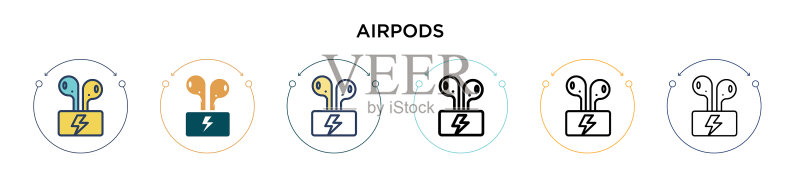 AirPods图标(填充细线轮廓)图标素材