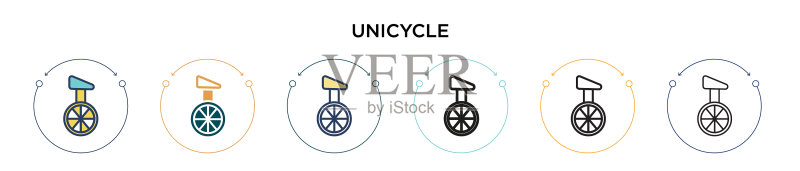 单轮车图标(填充细线轮廓)图标素材