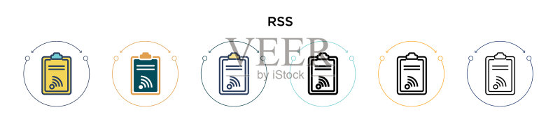 填充细线轮廓和笔触中的RSS图标图标素材
