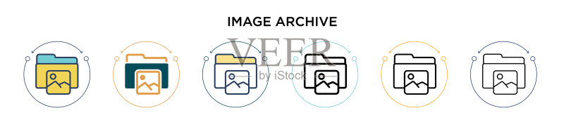 填充细线描边图像档案图标图标素材