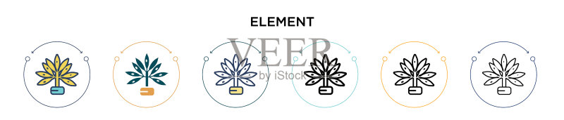填充细线轮廓的元素图标图标素材