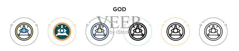 填充细线条轮廓描边的神图标图标素材