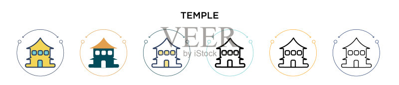 填充细线轮廓寺庙图标图标素材