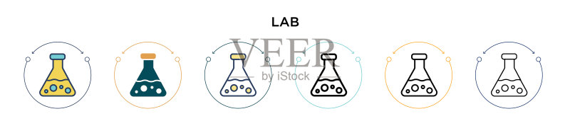 填充细线轮廓和笔触的实验室图标图标素材
