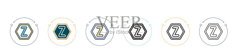 Z符号图标,填充细线轮廓图标素材