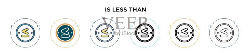填充细线轮廓中的小于号图标图标素材