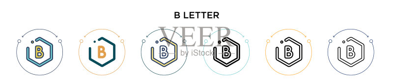 填充细线轮廓字母B图标图标素材