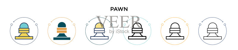 填充细线轮廓和描边的棋子图标图标素材