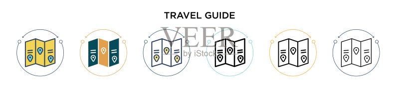旅行指南图标(填充细线轮廓)图标素材