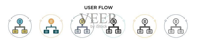 用户流程图标(填充细线轮廓)图标素材