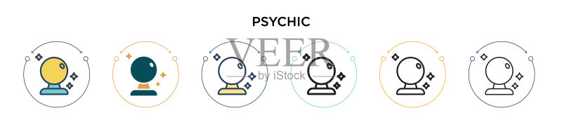 填充细线轮廓中的灵媒图标图标素材
