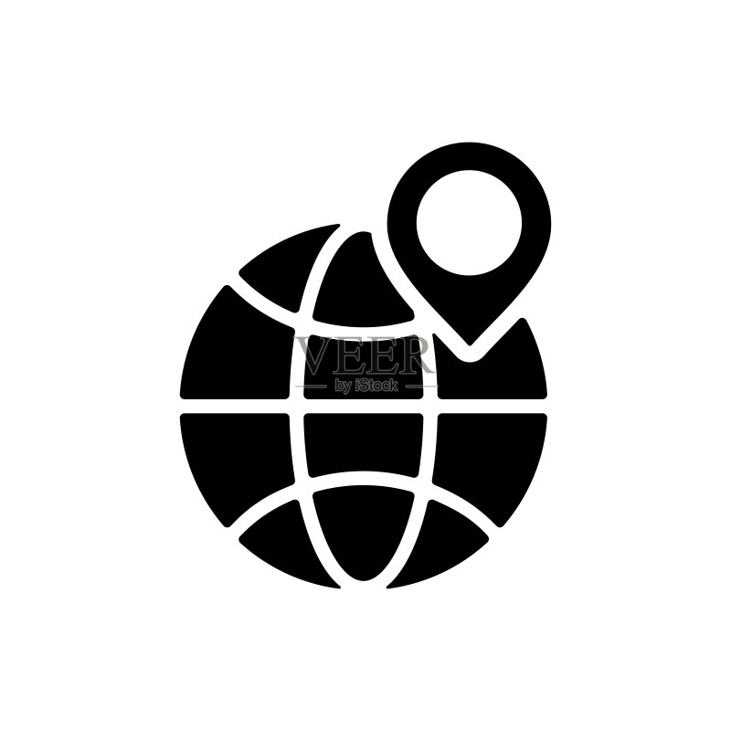 地球行星和位置标记图标图标素材