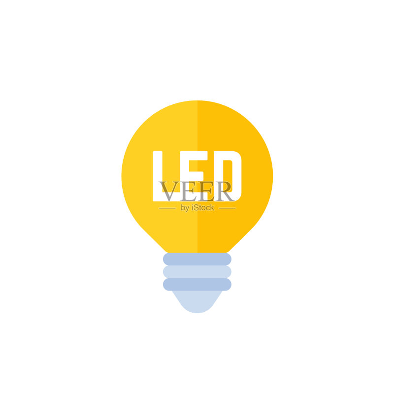 白色背景上的LED灯泡图标图标素材