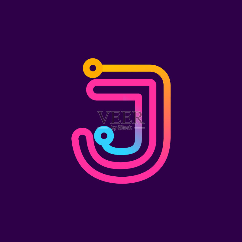电线制成的彩色J字母标志图标素材