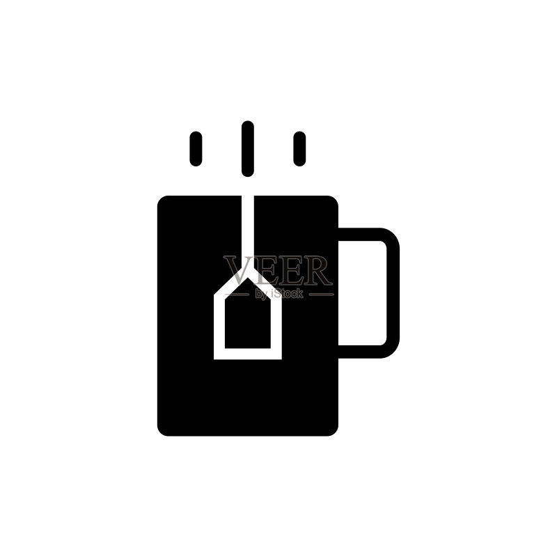 带茶包的茶杯图标矢量图图标素材