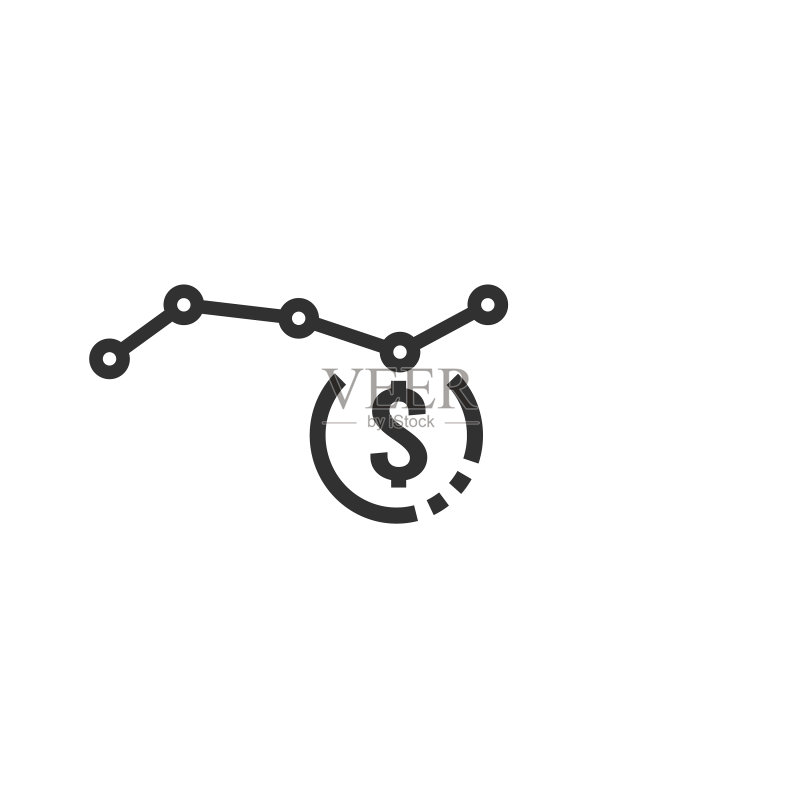 带有美元符号的增长图表图标图标素材