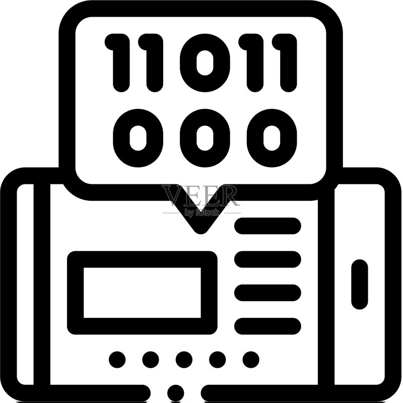 手机App二进制代码图标轮廓图标素材