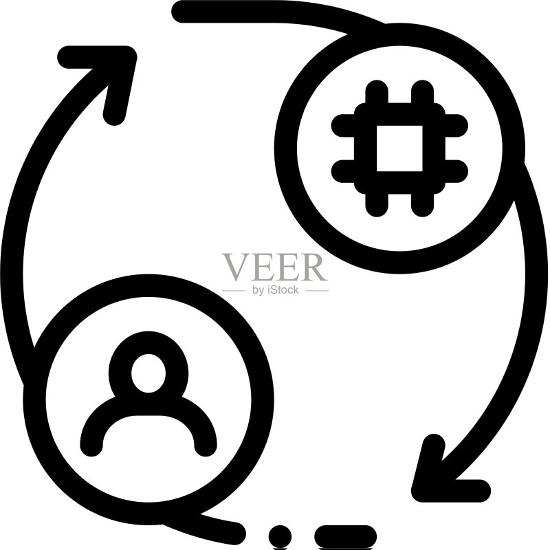 人类与电脑汽车控制图标轮廓图标素材