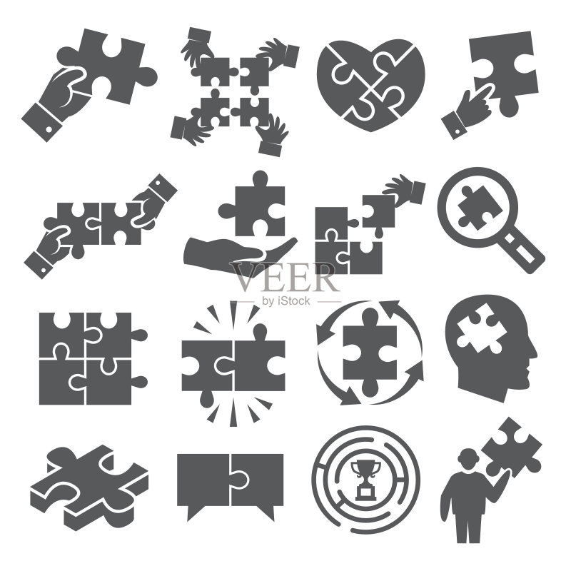 白色背景上的拼图图标图标素材