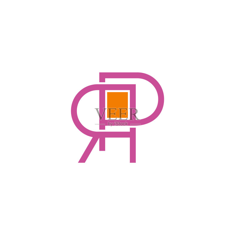 方形框架PR字母几何logo图标素材