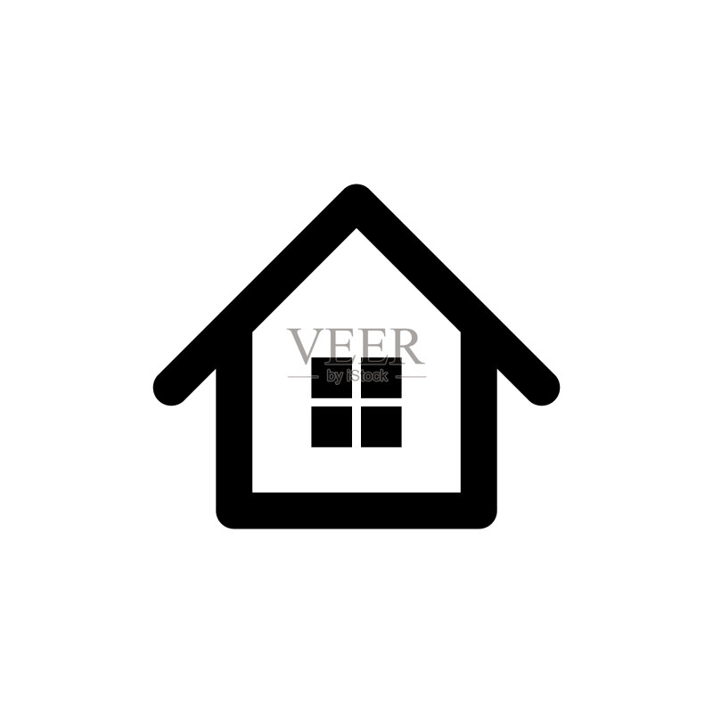 房屋图标Logo矢量设计插图。扁平设计中的简易房屋logo图标矢量插图模板。网站、符号、logo、图标、标志、App、UI的潮流房屋矢量图标扁平设计。图标素材
