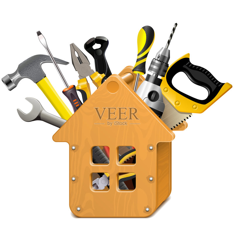 带工具的木屋图标素材