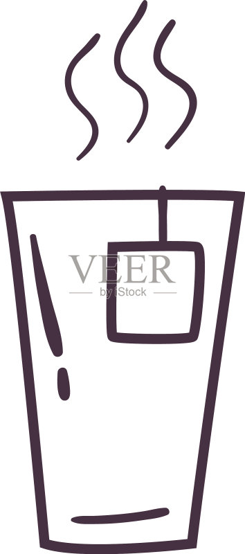 茶杯茶包线条风格图标设计图标素材