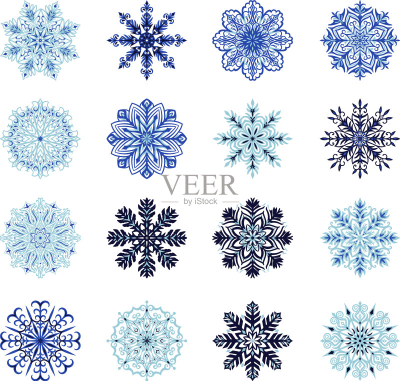 可爱原创雪花元素大合集图标素材
