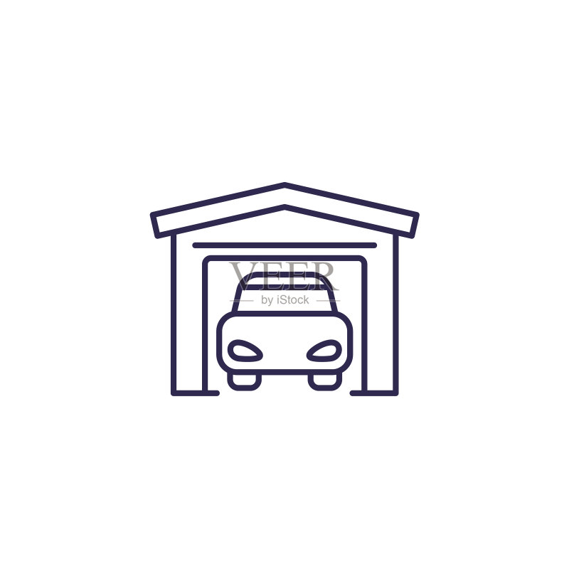 白色线条上的车库图标图标素材