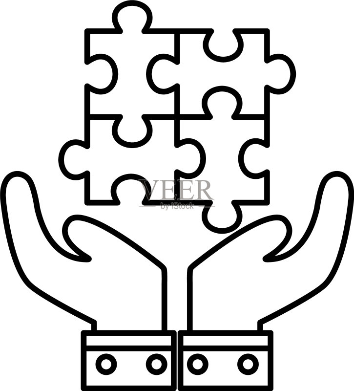 双手拼图线性风格图标设计图标素材
