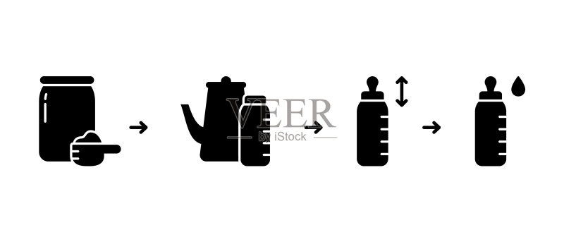 婴儿配方奶粉轮廓说明图标素材