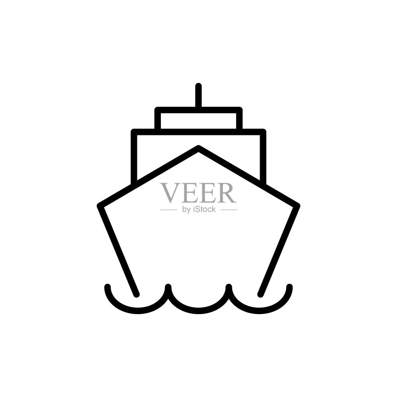 船只线条图标:海洋运输轮廓图标素材