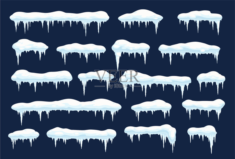 带冰柱的雪帽雪球图标图标素材