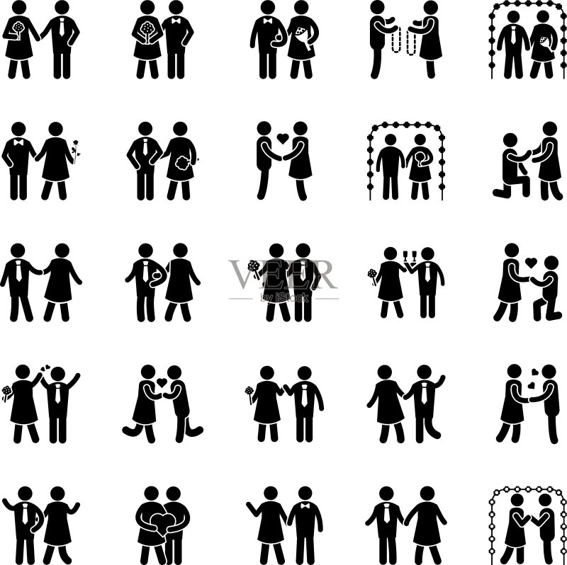 婚礼标志图标包图标素材