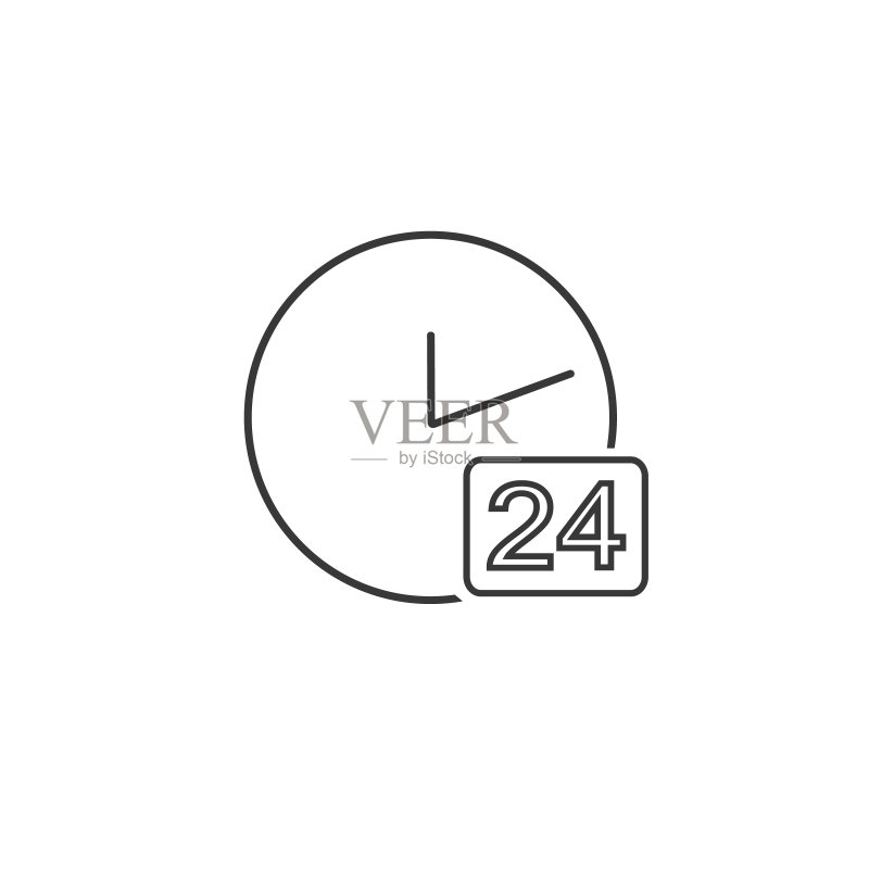 全天24小时营业线性图标矢量图图标素材