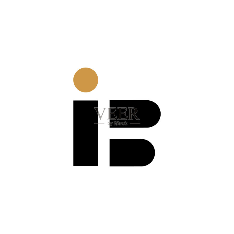 字母IB或BI标志设计图标素材