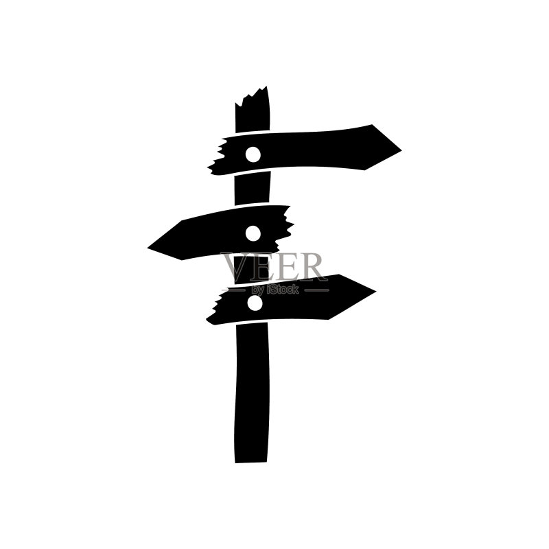 白色模版上的涂鸦路标箭头图标素材