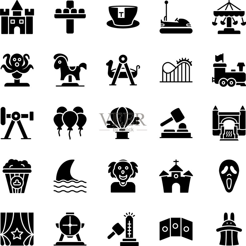 游乐园图标Glyph集图标素材