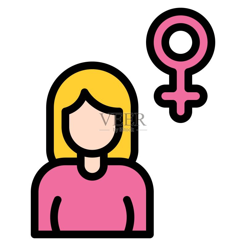 女性与女性性别符号,女权主义相关矢量图标素材