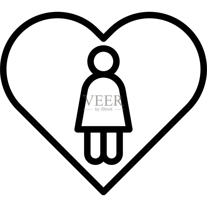 心形图标中的女人,女权主义相关矢量图标素材