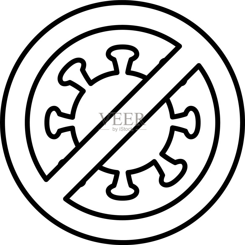 冠状病毒禁止标志线条图标图标素材