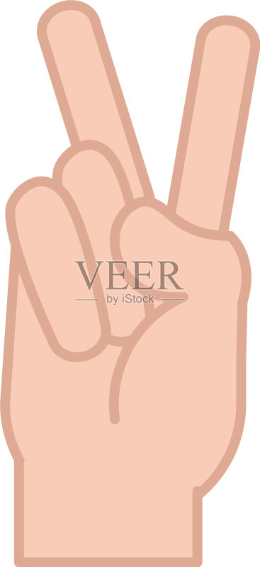 表示字母V的手语图标素材