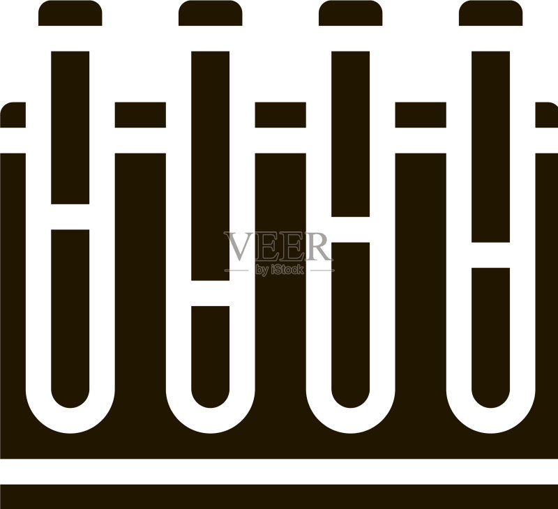 试管架上的玻璃试管生物材料图标素材
