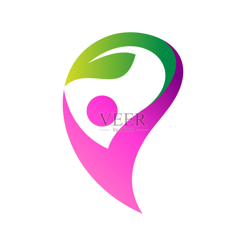 树叶人物logo图标素材