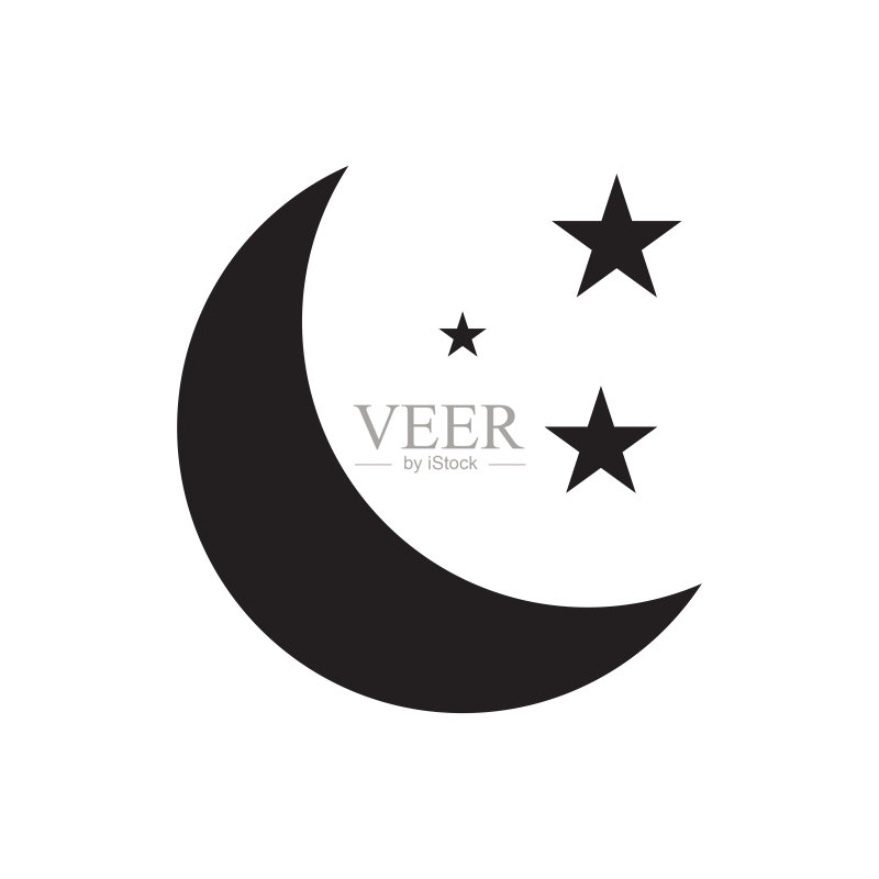 月亮和星星图标矢量素材,适用于网页设计、Logo、UI图标素材