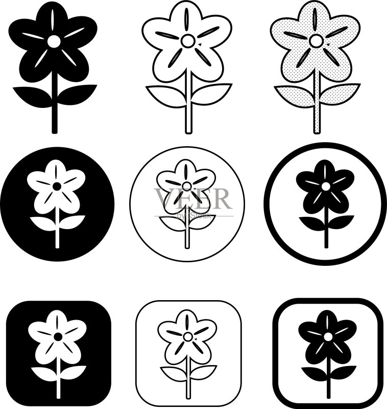 花朵图标:植物标志符号图标素材