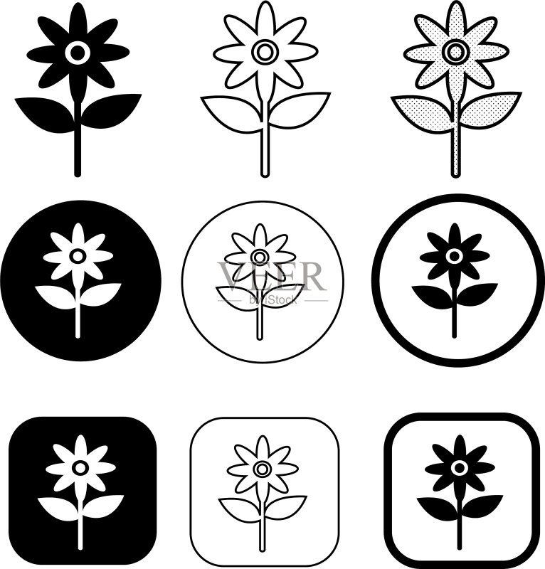 花朵图标:植物标志符号图标素材