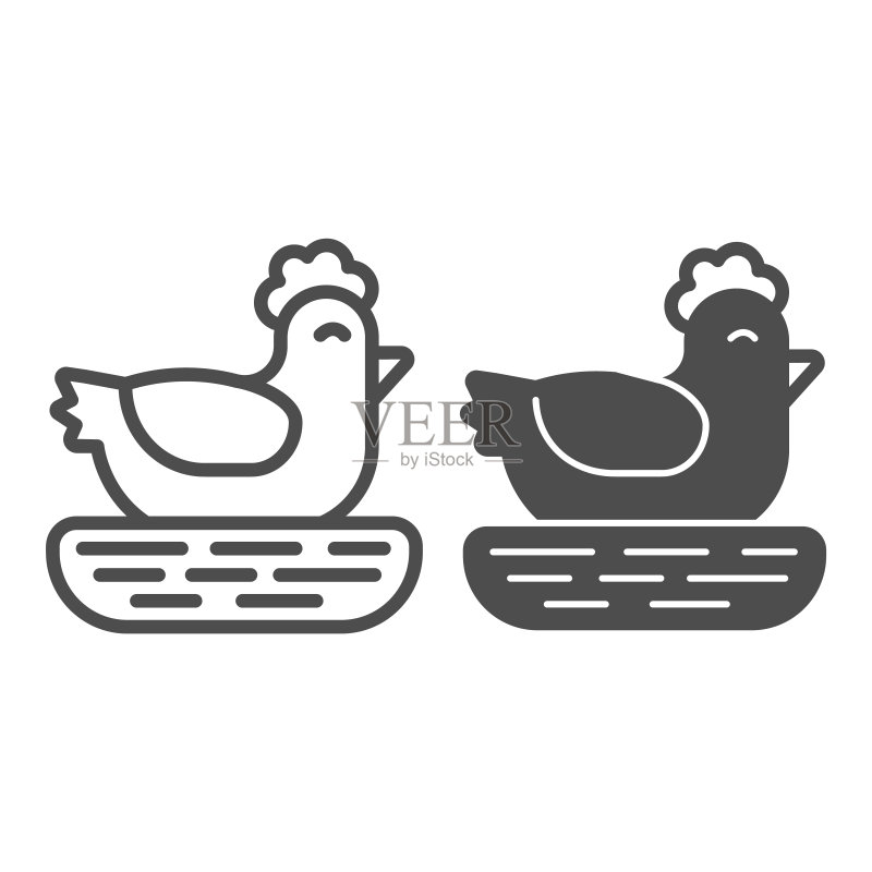巢中鸡线条图标(复活节概念)图标素材
