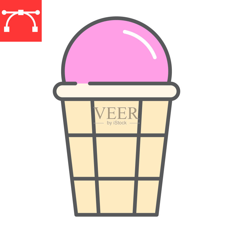 冰淇淋彩色线条图标甜点图标素材